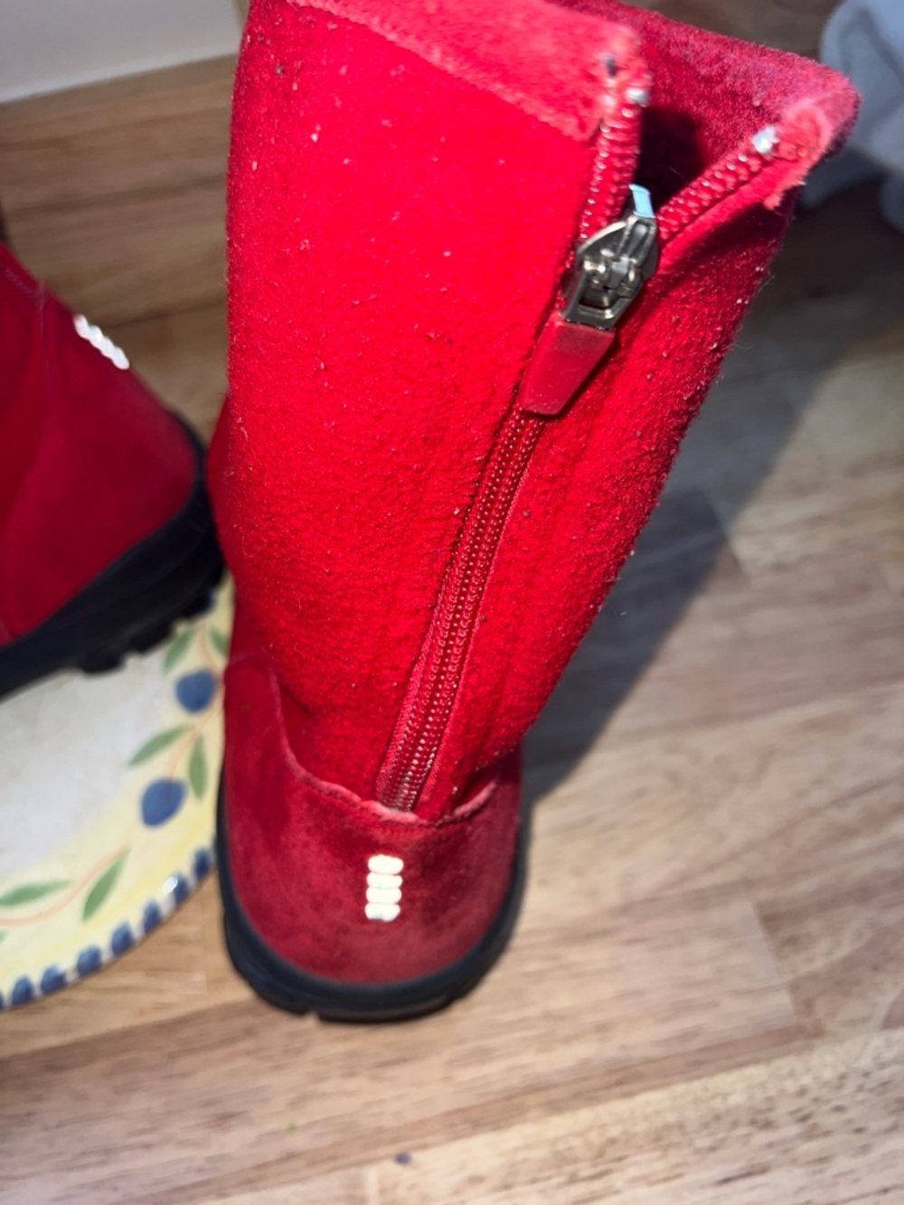Red Suede Mid-Calf Winter Boots - Picture 3 of 8